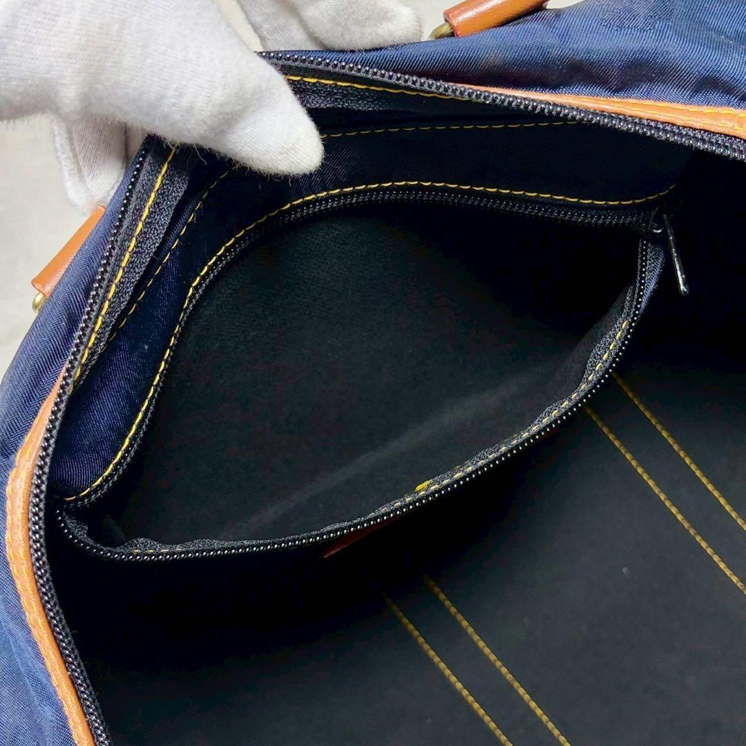 【美品✨】ハンティングワールド　ボストン 紺　総柄　バチュークロス　2way