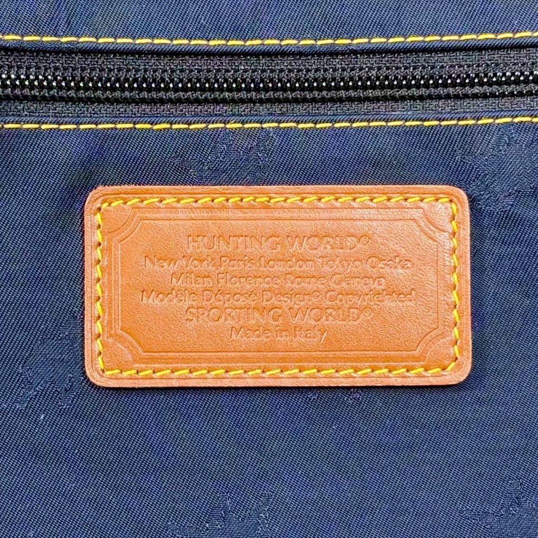 【美品✨】ハンティングワールド　ボストン 紺　総柄　バチュークロス　2way