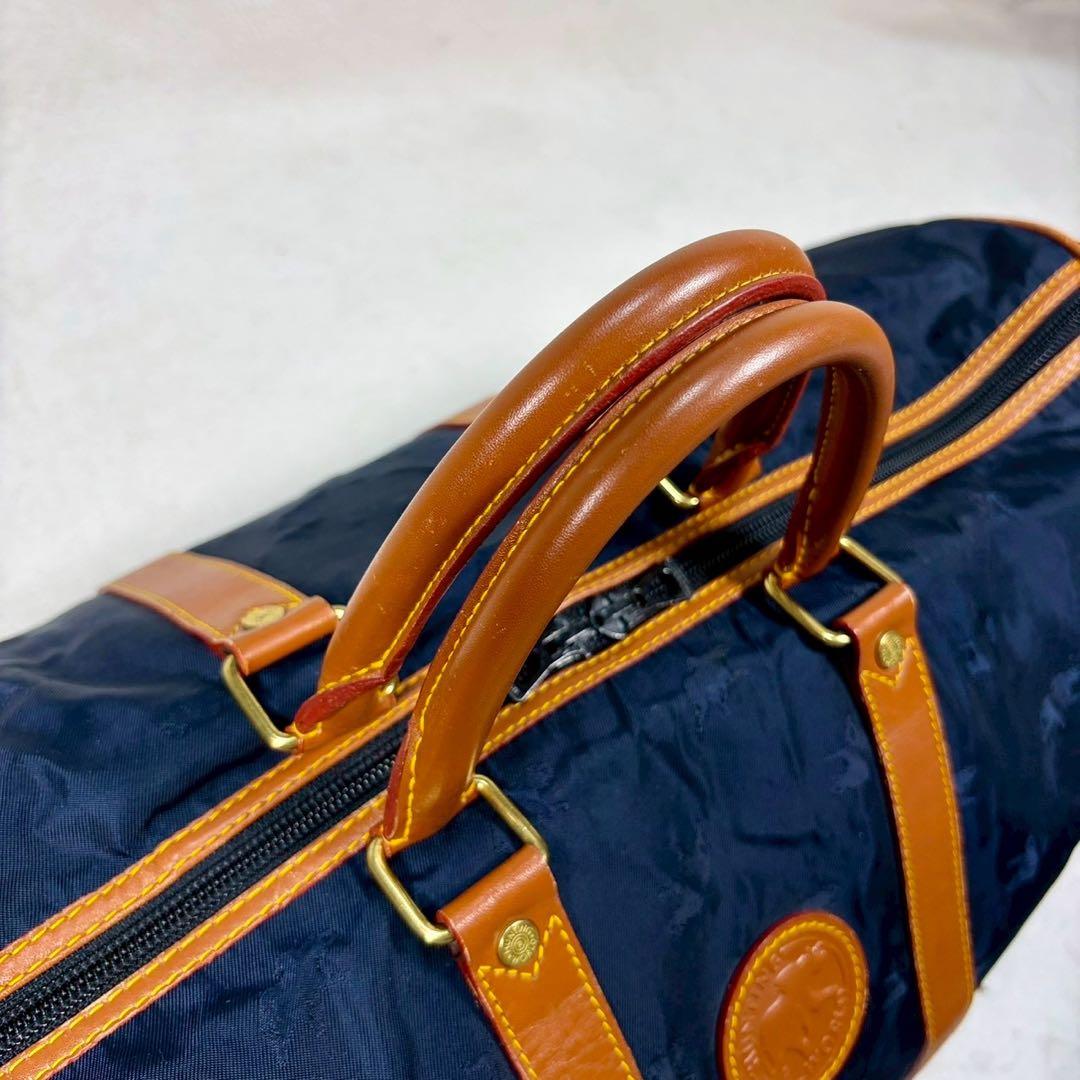 【美品✨】ハンティングワールド　ボストン 紺　総柄　バチュークロス　2way