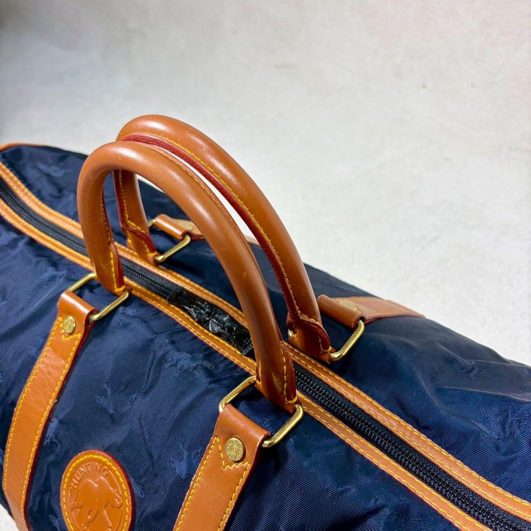 【美品✨】ハンティングワールド　ボストン 紺　総柄　バチュークロス　2way