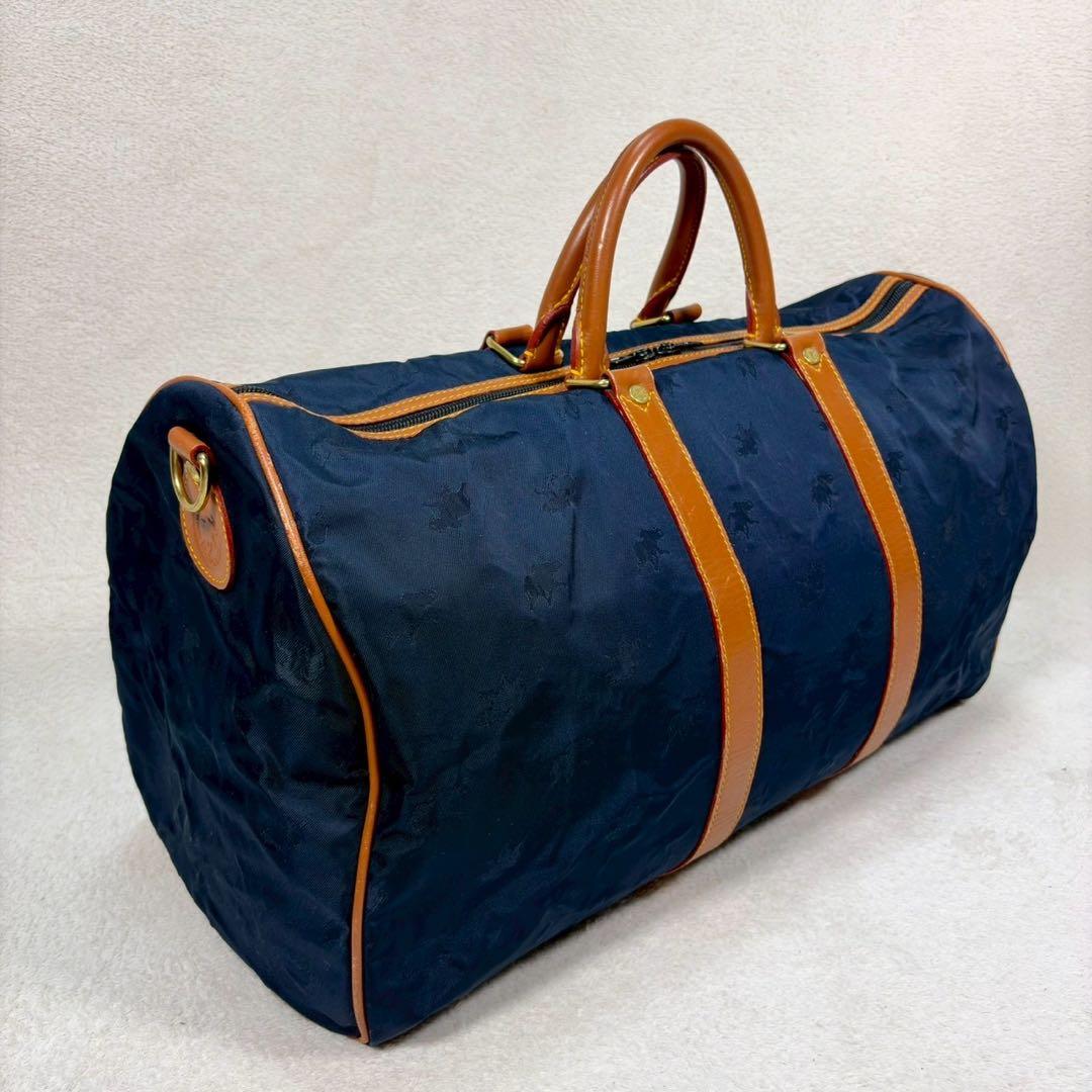 【美品✨】ハンティングワールド　ボストン 紺　総柄　バチュークロス　2way