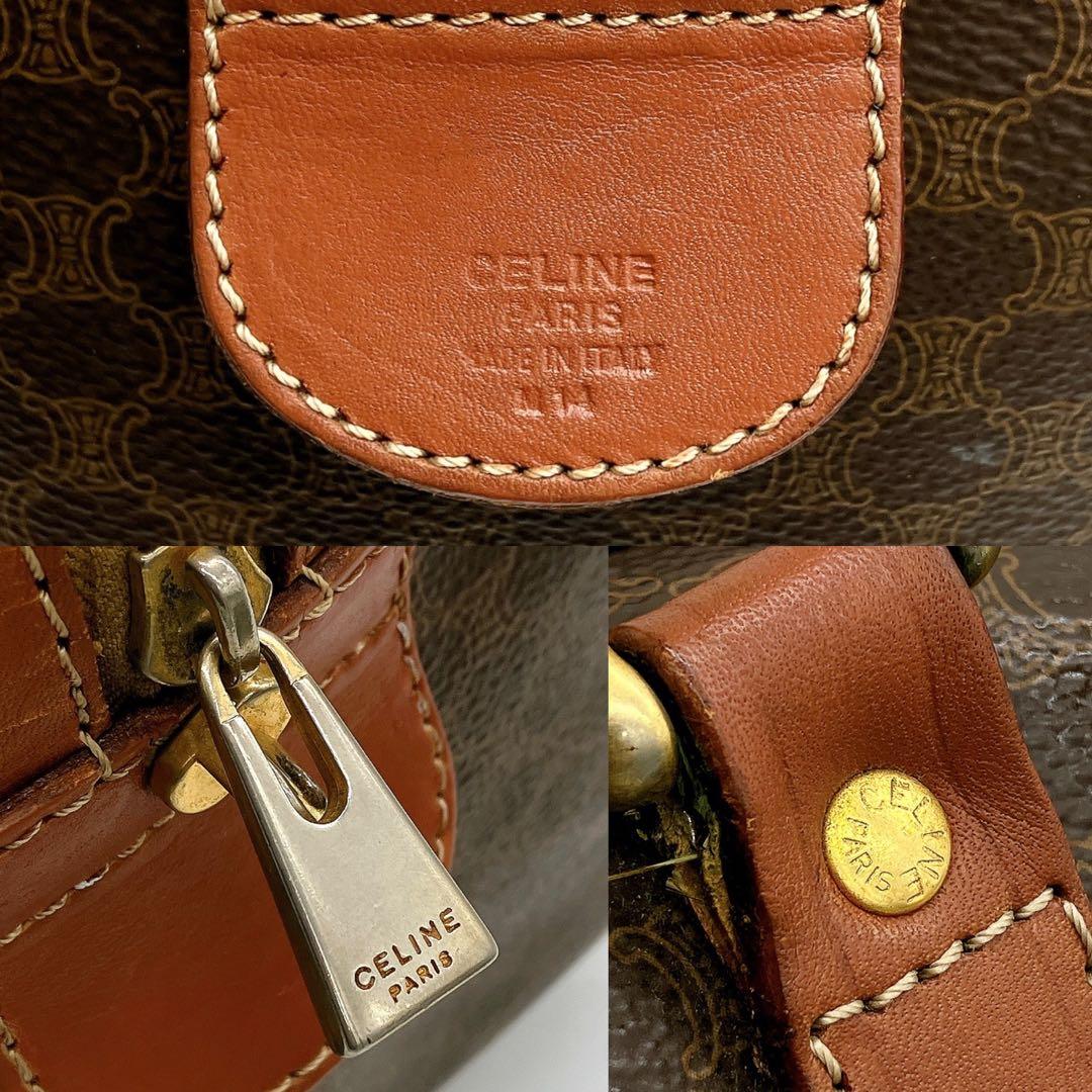 【CELINE】ボストンバッグ　旅行鞄　マカダム柄　PVC ダークブラウン.