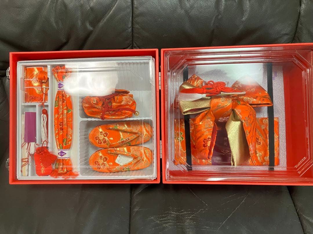 メ3710新品・未使用七五三 女の子 結び帯 はこせこ 3歳 5歳 草履18㎝