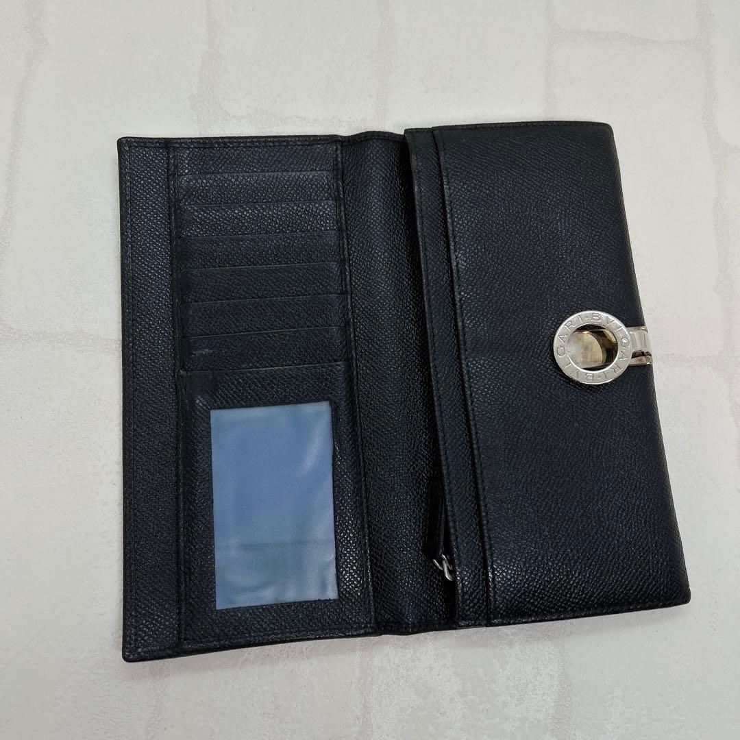 美品✨ブルガリ BVLGARI ロゴリング 長財布 ブラック 黒 シルバー金具