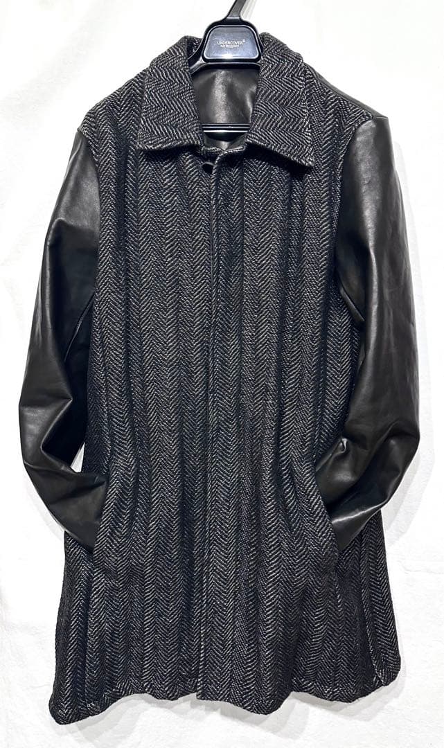 【定価17万】BACKLASH袖レザーツイードコート/バックラッシュライダース革