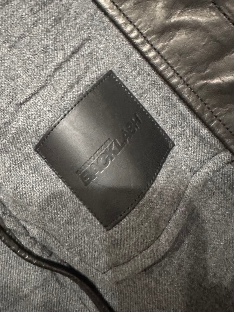 【定価17万】BACKLASH袖レザーツイードコート/バックラッシュライダース革