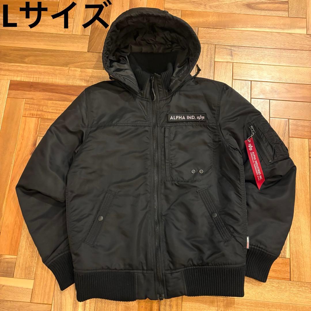 ALPHA アルファ フーデッドリブジャケット フライト MA-1 N-2B 黒