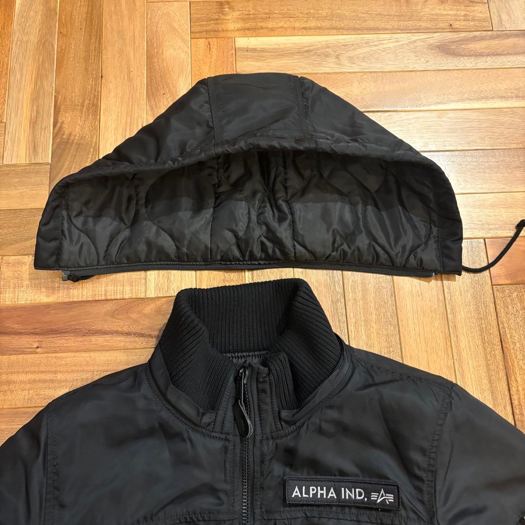 ALPHA アルファ フーデッドリブジャケット フライト MA-1 N-2B 黒