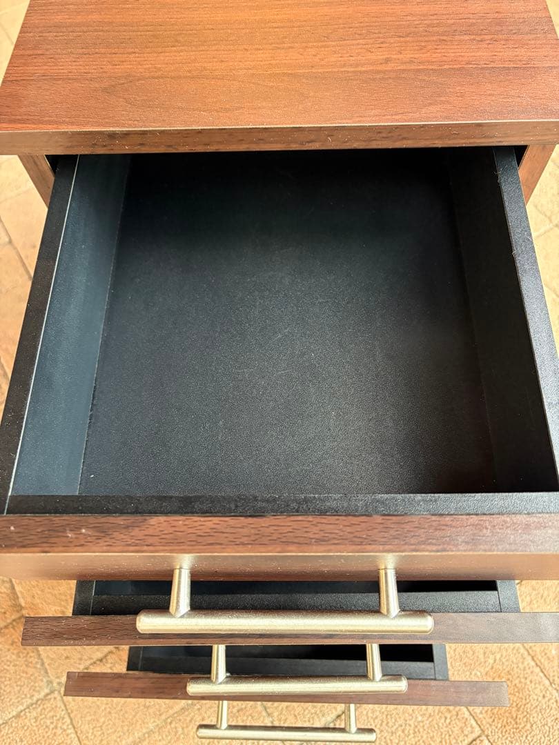 ★美品★ダークブラウン木製デスク 2引き出し 3段キャビネット 佐賀発