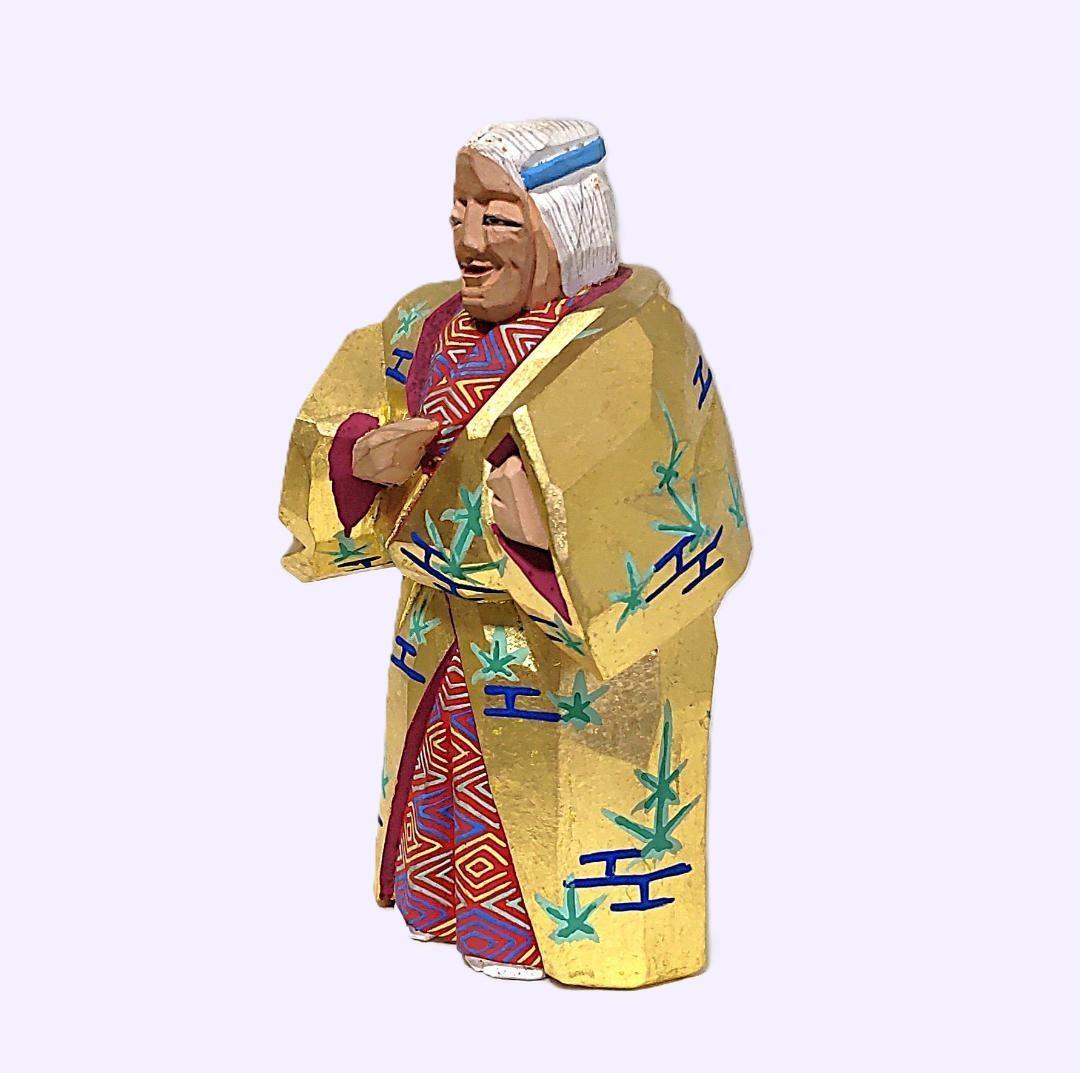 一刀彫 高砂 奈良一刀彫 奈良人形 木嶋良宗 工芸品 置物 共箱