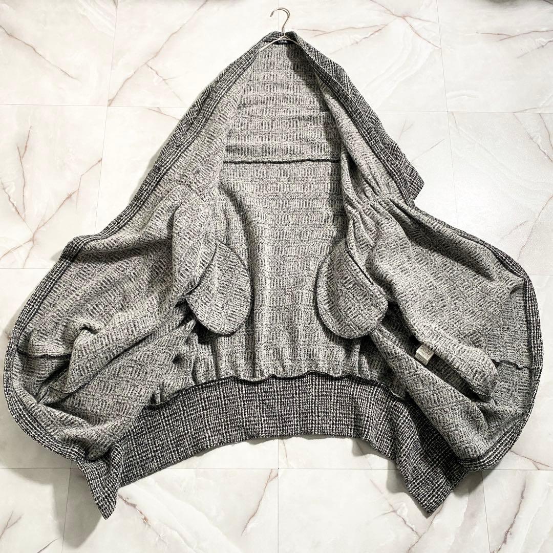 A18390 美品 リミフゥ ニットツイードドルマンコート グレンチェック S