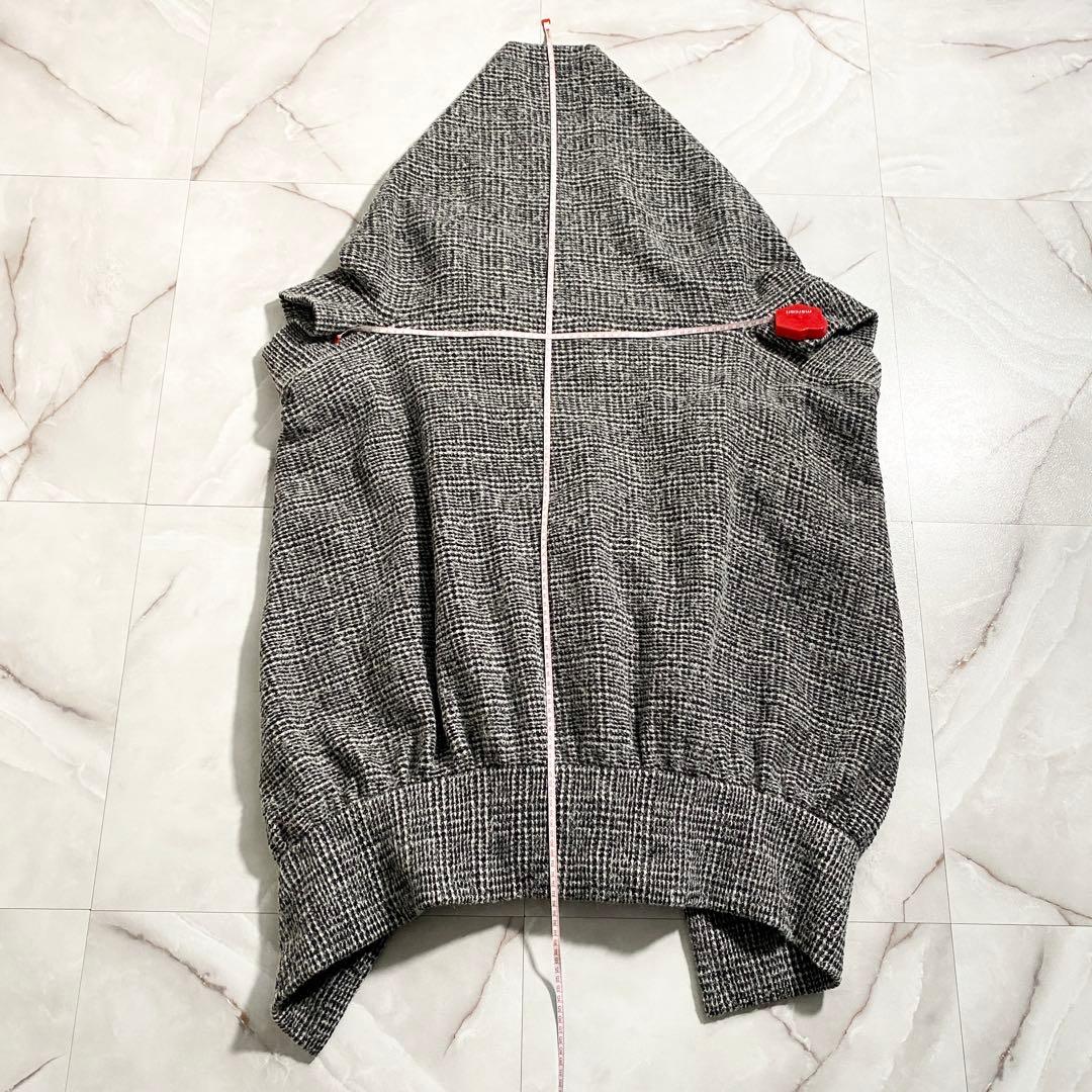 A18390 美品 リミフゥ ニットツイードドルマンコート グレンチェック S