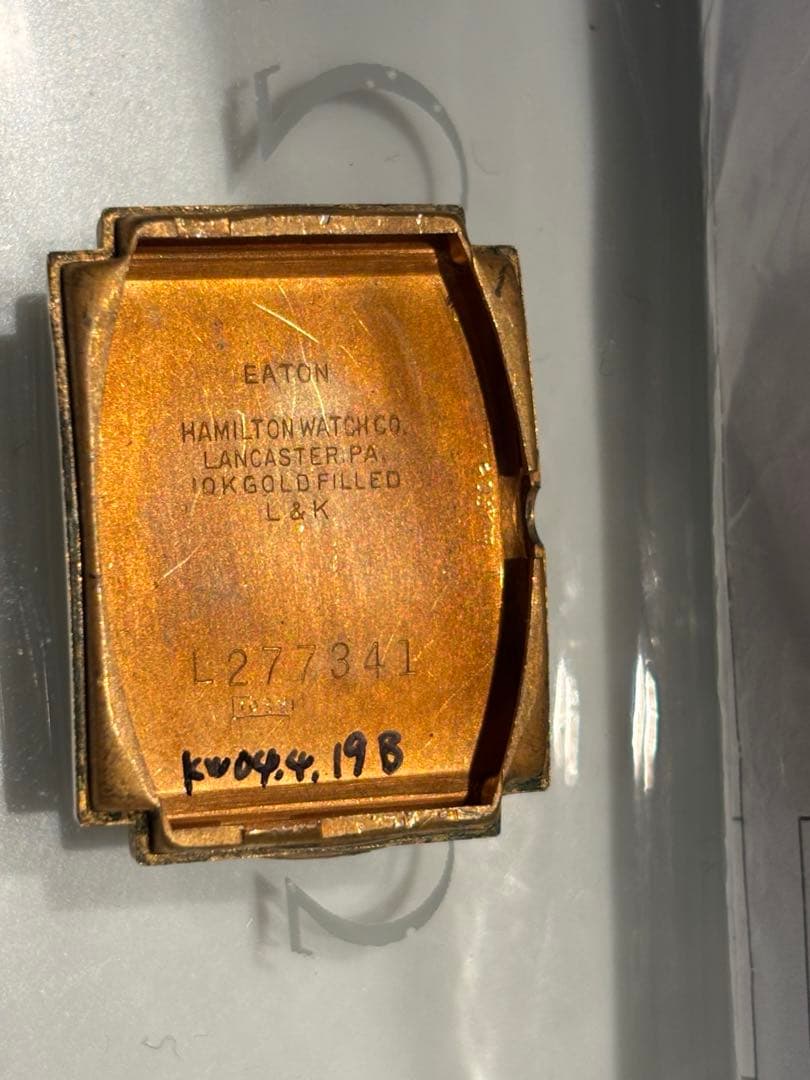 レ*チ様 激安早物勝ハミルトン　希少EATON 手巻植字インデックス18金無垢素