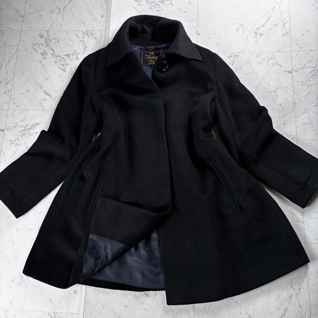 美品 大きいサイズ 44 23区 ロロピアーナ Aライン ロングコート ブラック