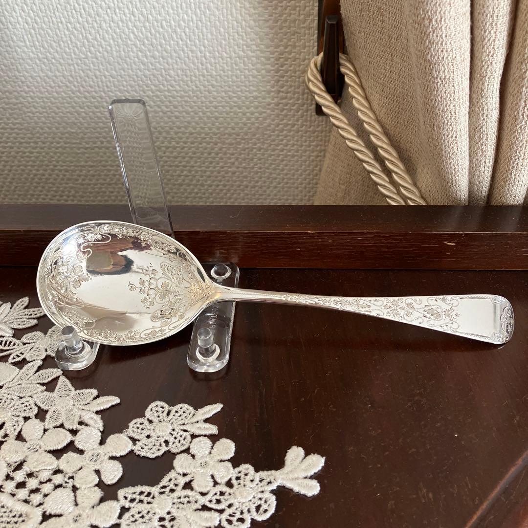 英国アンティーク　純銀　サービングスプーン