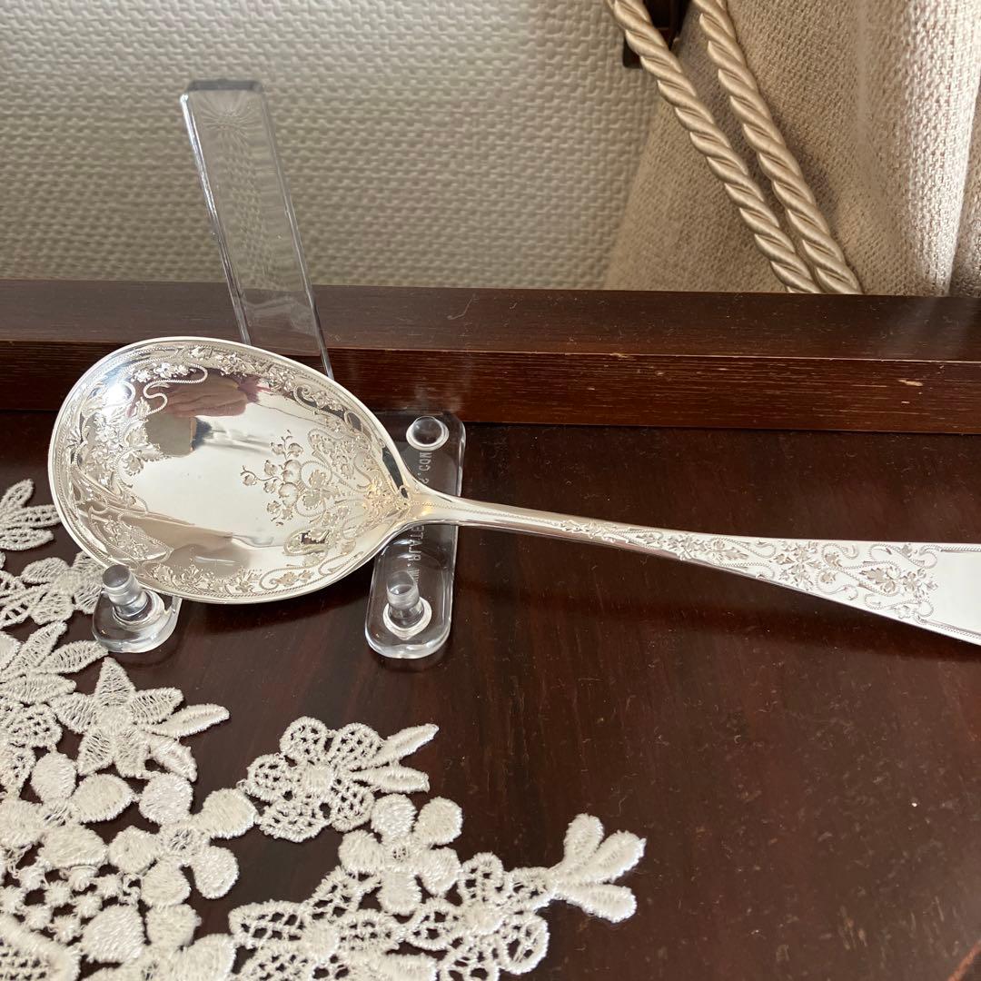 英国アンティーク　純銀　サービングスプーン
