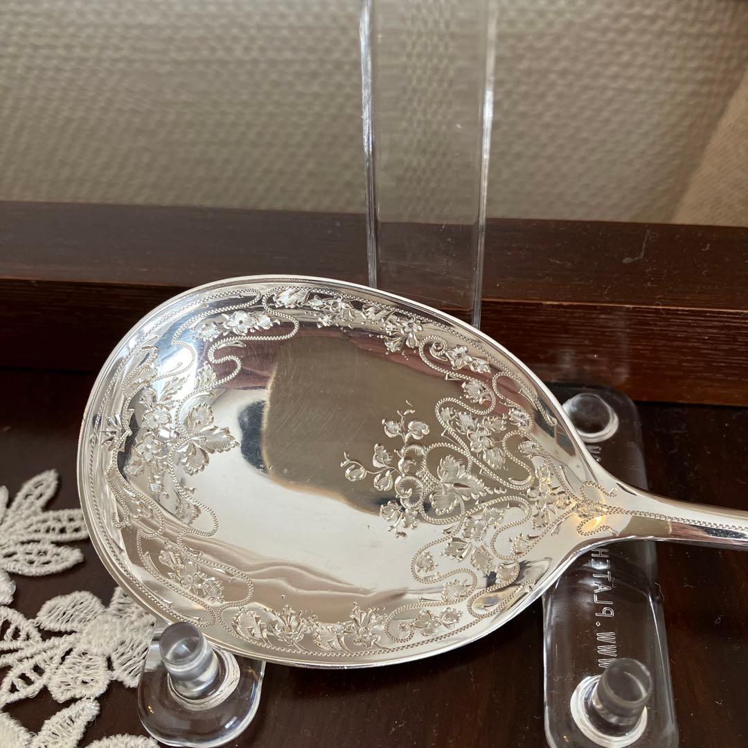 英国アンティーク　純銀　サービングスプーン