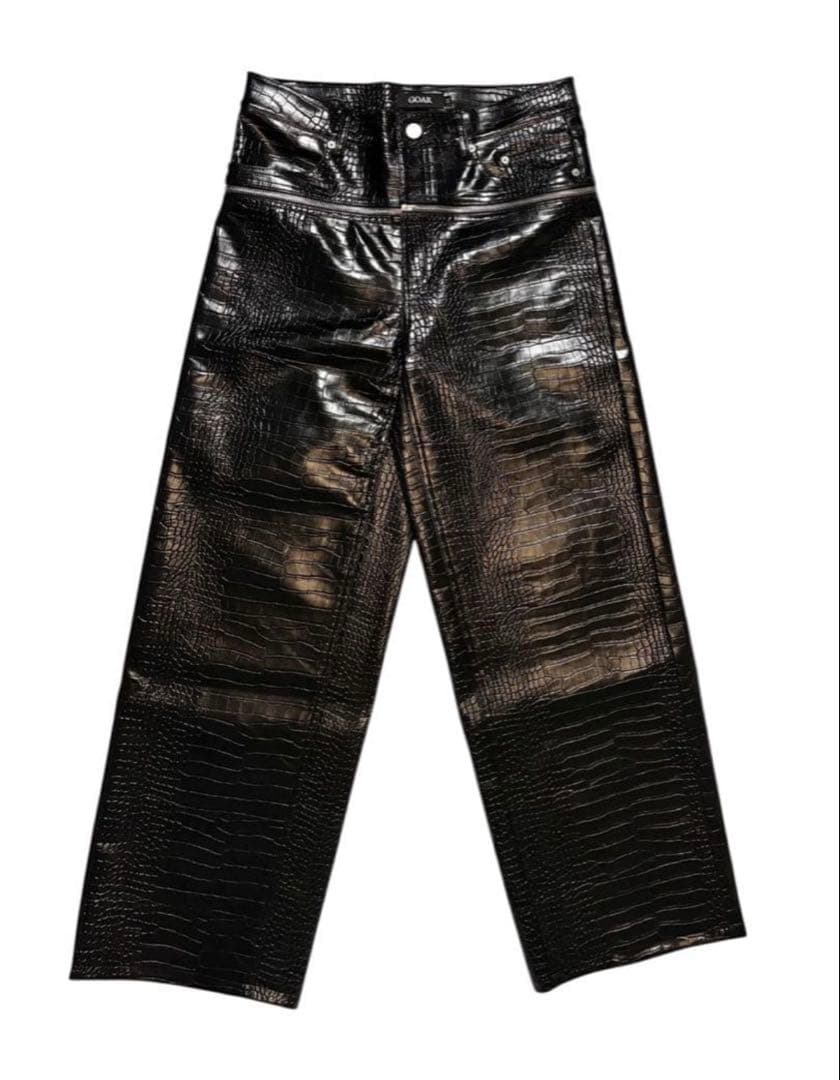 パンツ goar archive BLACK CROCO ZIPPER PANTS S