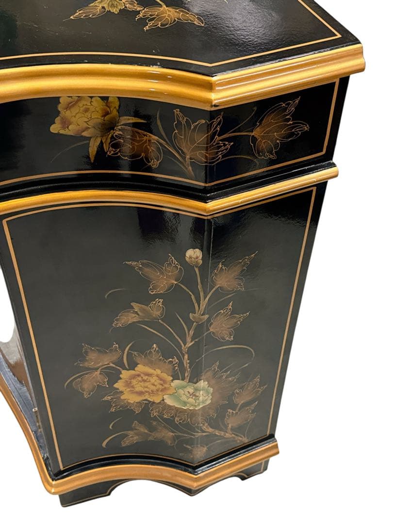 逸品 黒漆 中国美術 花鳥文様 キャビネット箪笥/アンティーク