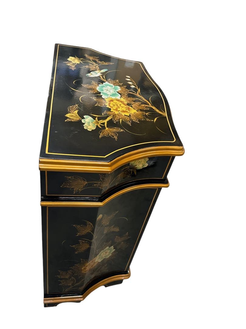 逸品 黒漆 中国美術 花鳥文様 キャビネット箪笥/アンティーク