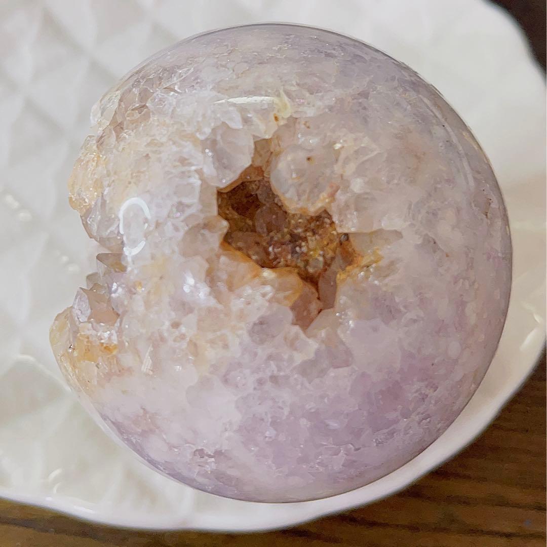 大! 天然石 ジオード アゲート ピンクアメジスト 共生 スフィア キラキラ