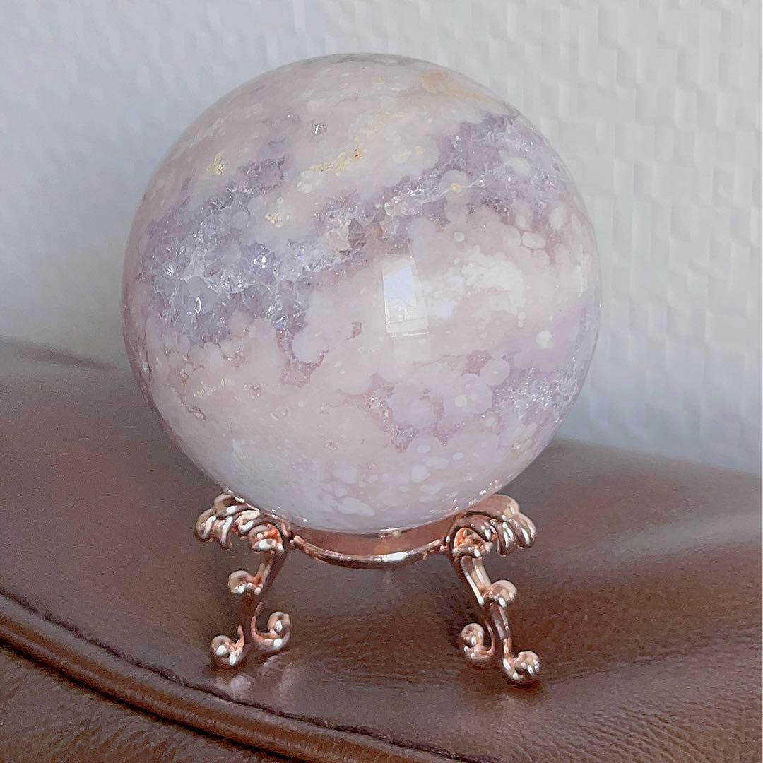 大! 天然石 ジオード アゲート ピンクアメジスト 共生 スフィア キラキラ