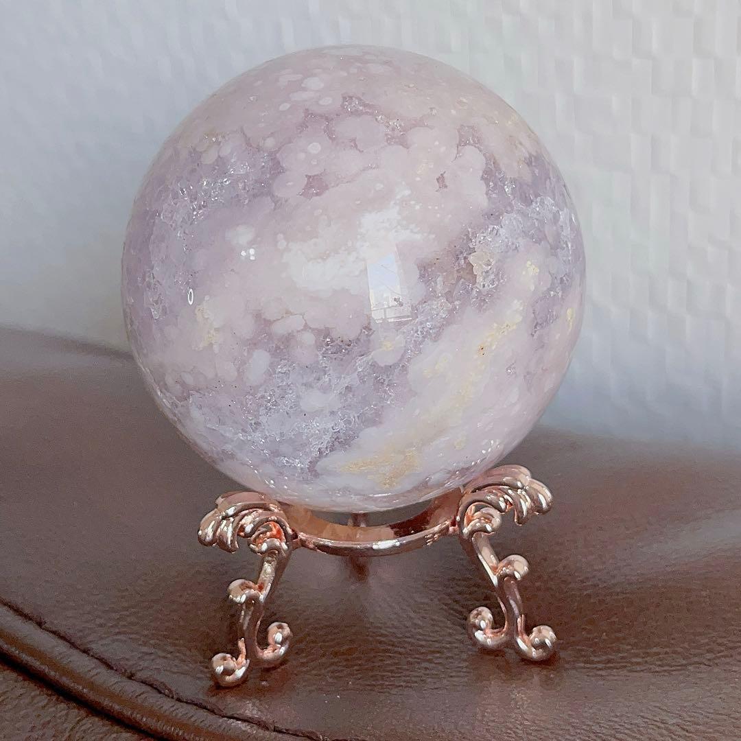 大! 天然石 ジオード アゲート ピンクアメジスト 共生 スフィア キラキラ