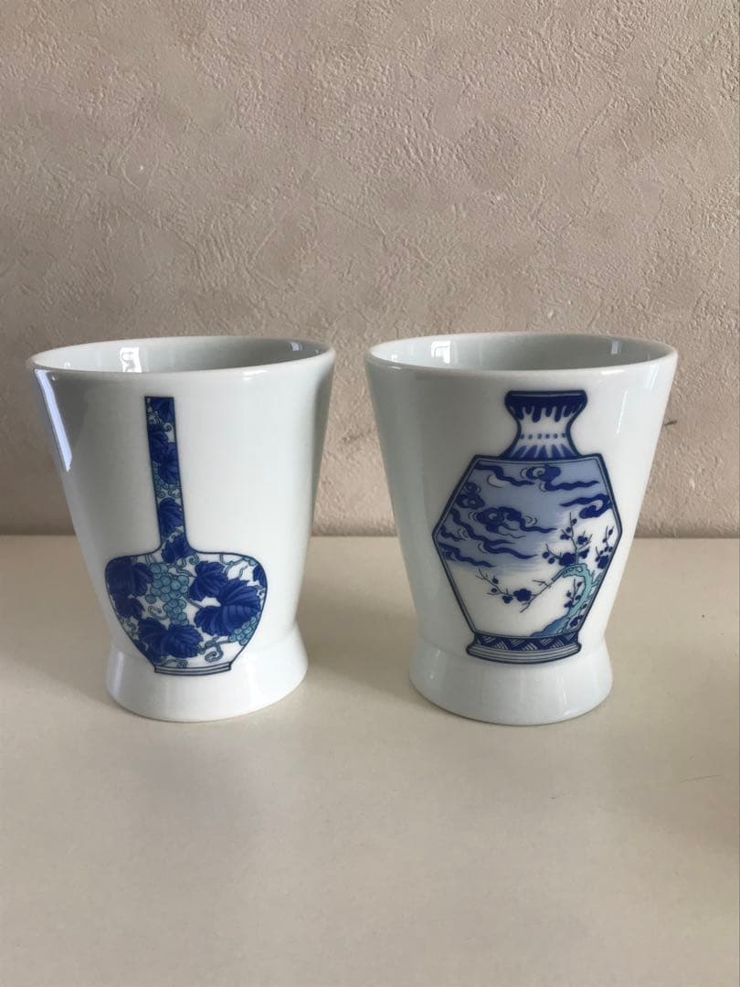 【新品】【深川製磁】ブルーチャイナ ゴブレットマグカップ＆小皿ペア