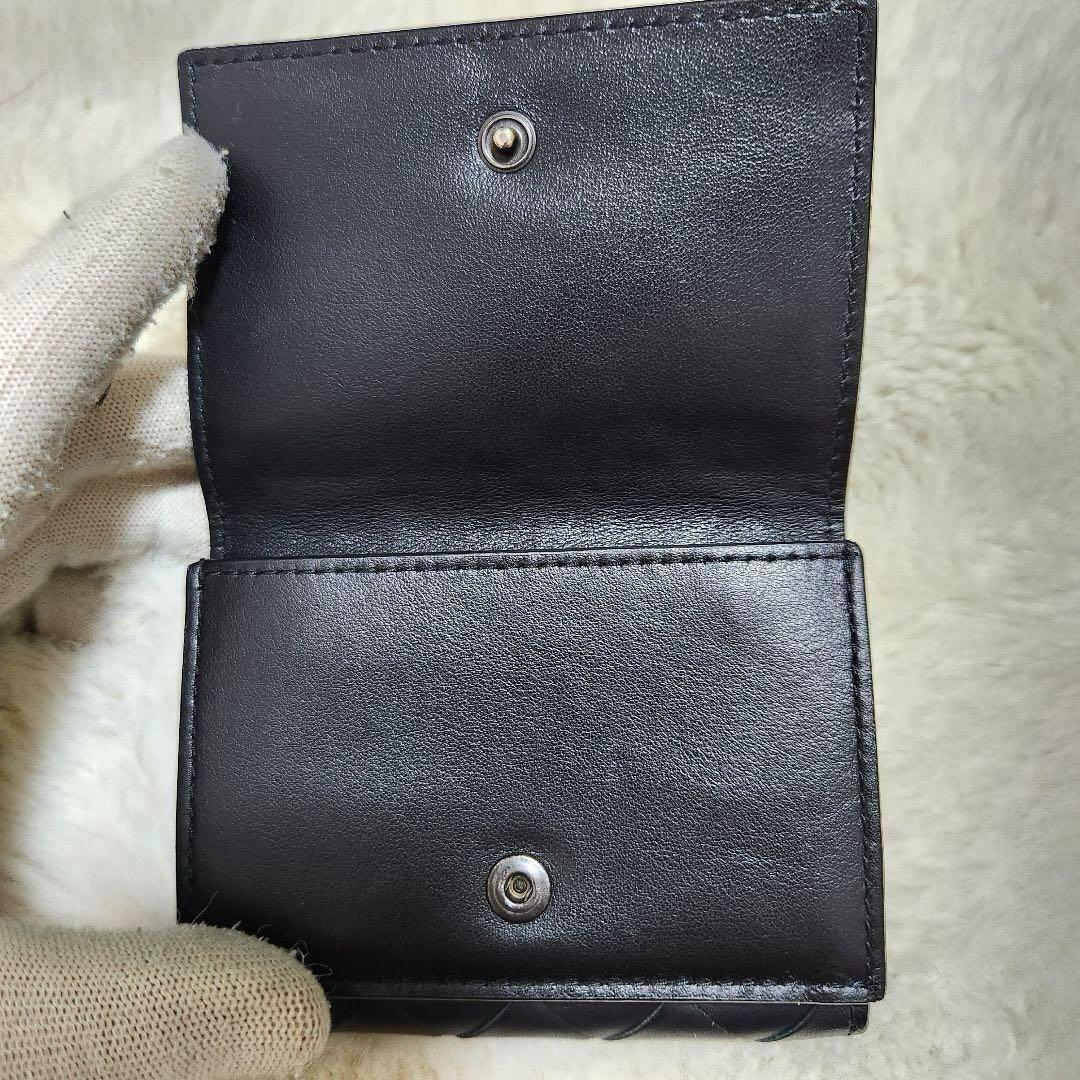 ✨ほぼ未使用　付属品完備✨ボッテガ　三つ折り　イントレチャート　レザー　ブラック