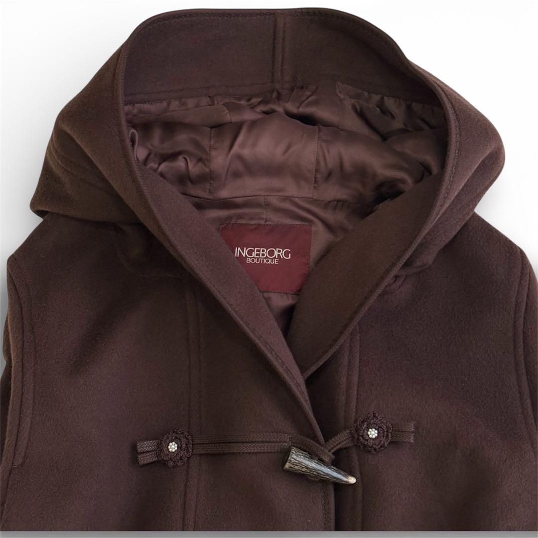 インゲボルグ ダッフルコート 4トグル Aライン　フード付き　ブラウン