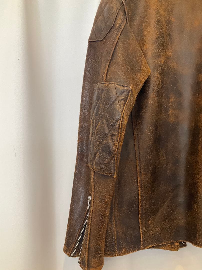 ※ nomiy※ブラウンレザージャケット　ビンテージ加工　M65