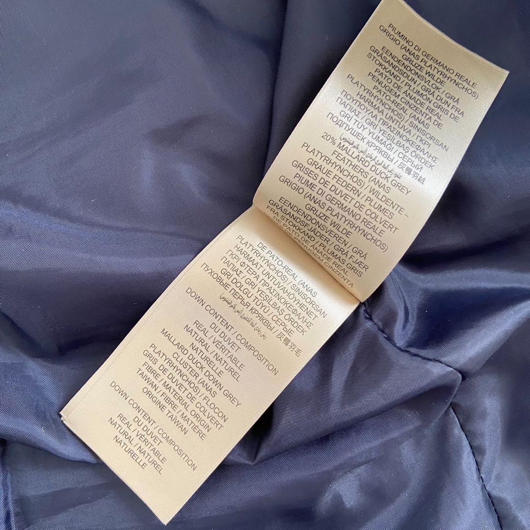 かわいいウサギBurberry ロングダウンコート　濃紺　メガチェック　M