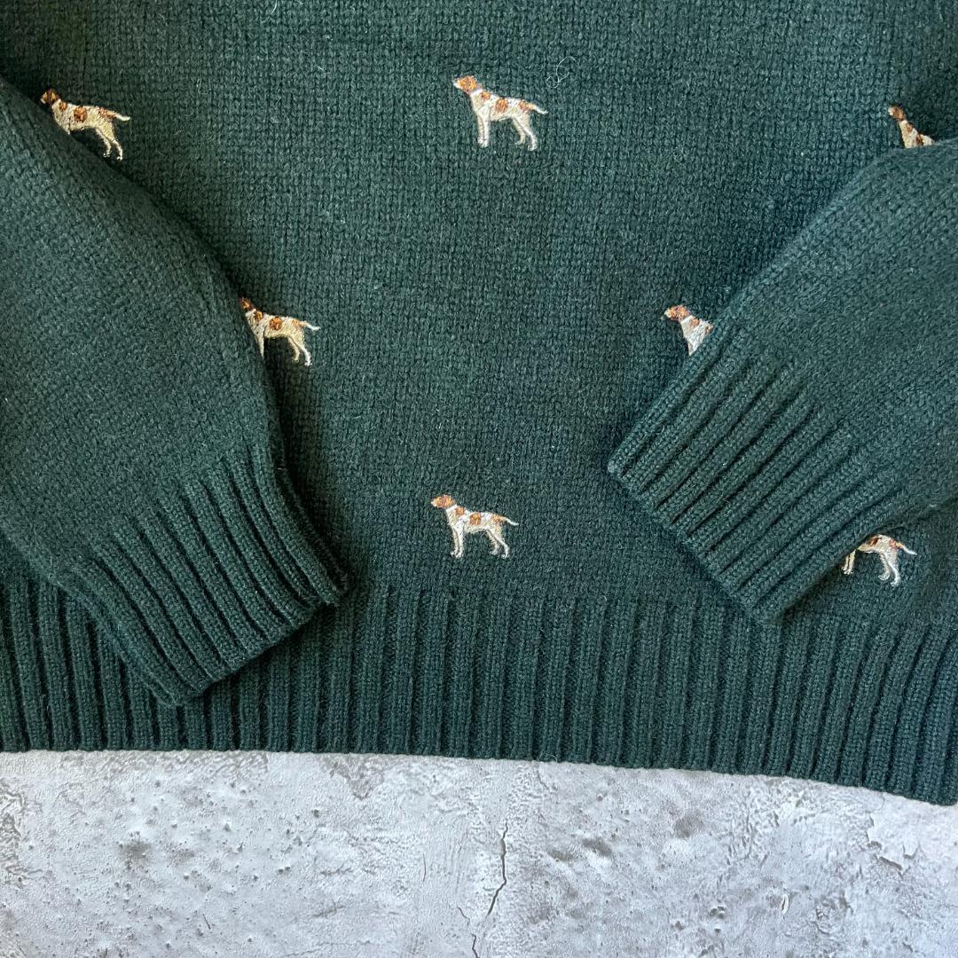N*s様 希少 90s ポロラルフローレン 犬刺繍 総柄 ウールニット セーター