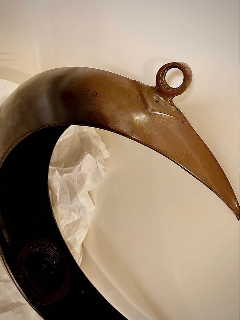 嵯峨御流　花器　吊り花器　半月型　銅器　月形花器　弦月形花器　鎖付　インテリア