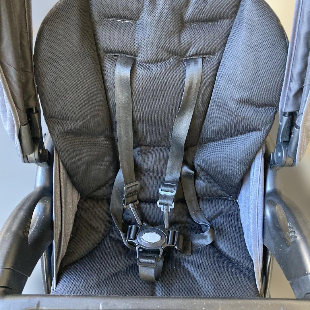 カトージ　ベビーカー二人でゴーDX デニム　レインカバー付き