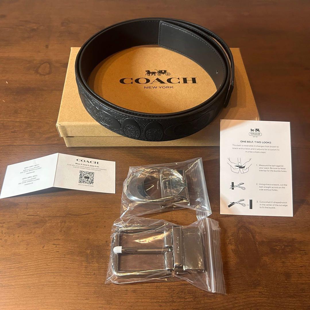 COACH リバーシブル ブラックレザーベルト