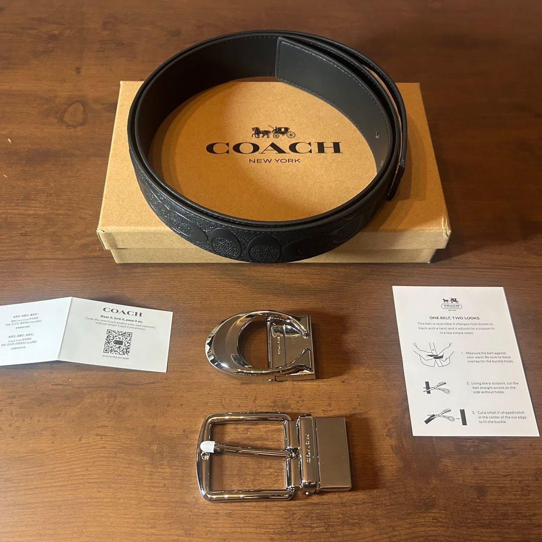 COACH リバーシブル ブラックレザーベルト