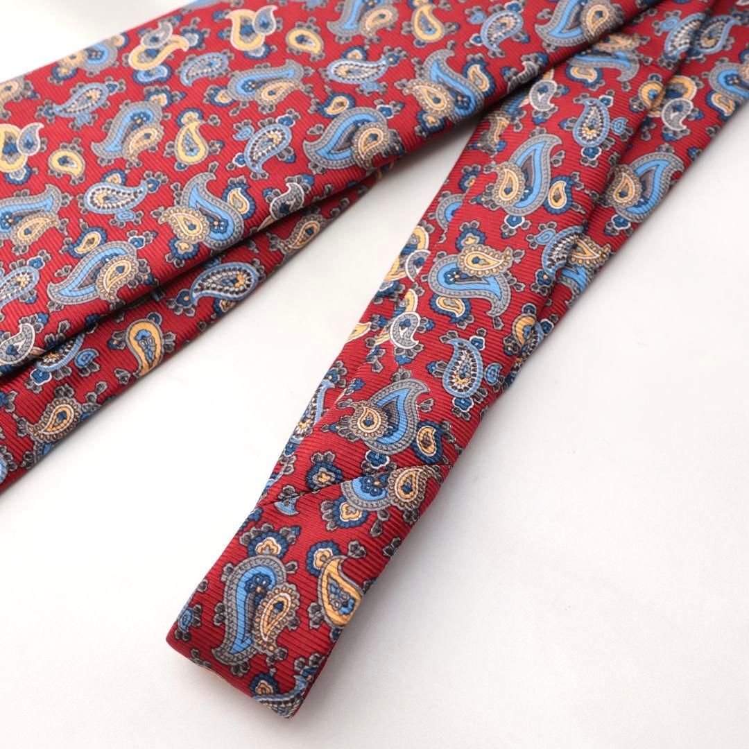 未使用 ASCOT ペイズリー柄 レッド ネクタイとポケットチーフ