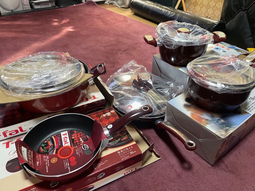 新品T-fal 鍋・フライパンセット 赤　ティファール
