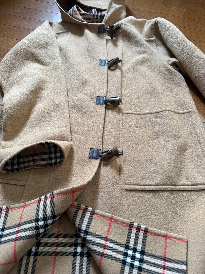 バーバリーズ ロングダッフルコート カシミヤ ダブルフェイス ノバチェック 38