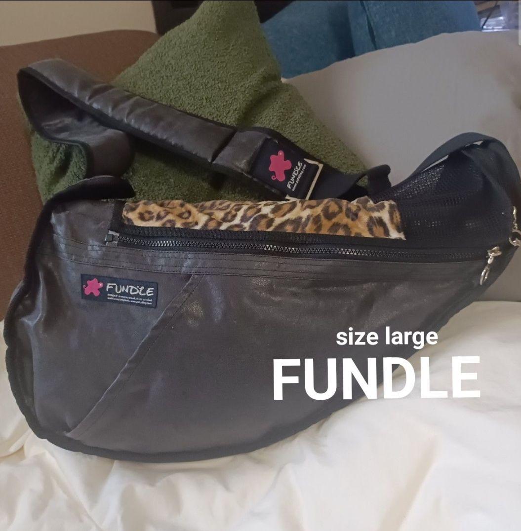 希少FUNDLE ファンドルペットスリング グレー×レオパード キャリーバッグ