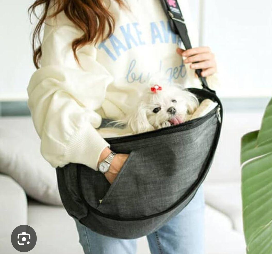 希少FUNDLE ファンドルペットスリング グレー×レオパード キャリーバッグ