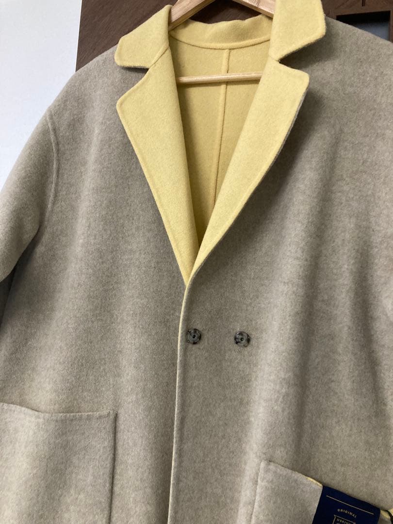 新品タグ付　定価52,800円　配色　バイカラー ロングコート　オーバーサイズ