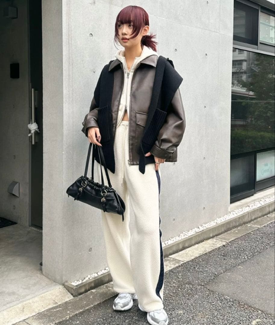 moussy マウジー　レザーオーバージャケット　レザーブルゾン　ダークブラウン