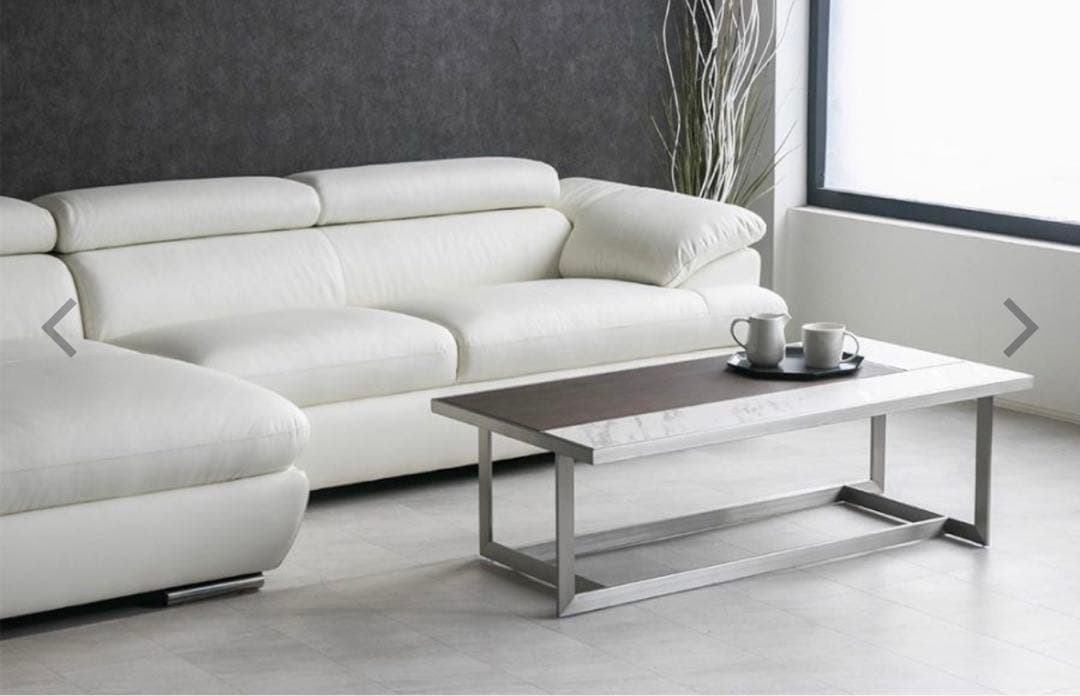 大幅値下げ【美品】大理石風セラミックグレー×塗装ウォルナット　ローテーブル