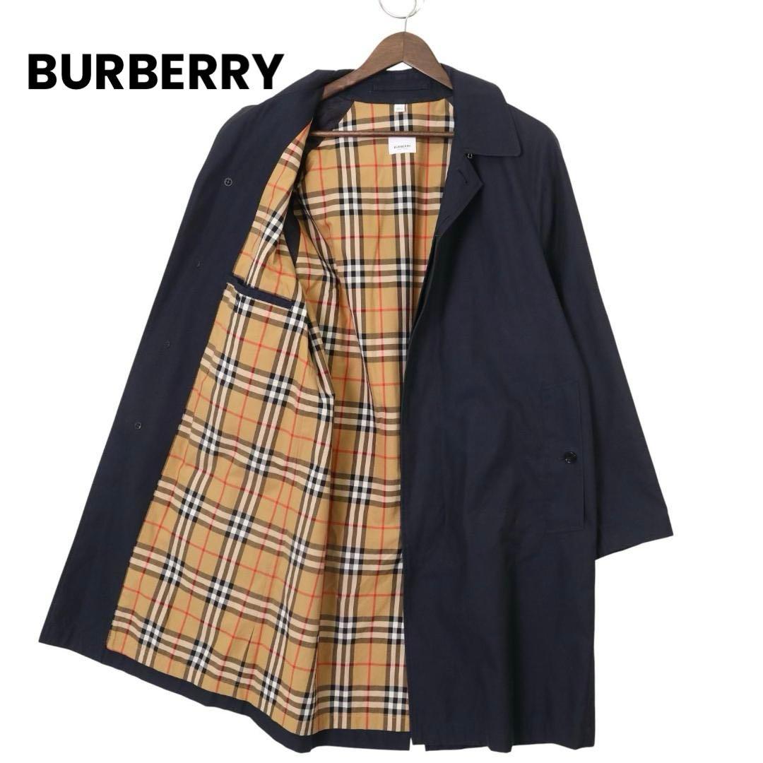 【現行モデル✨】バーバリー ステンカラーコート 裏地総ノバチェック ネイビー M