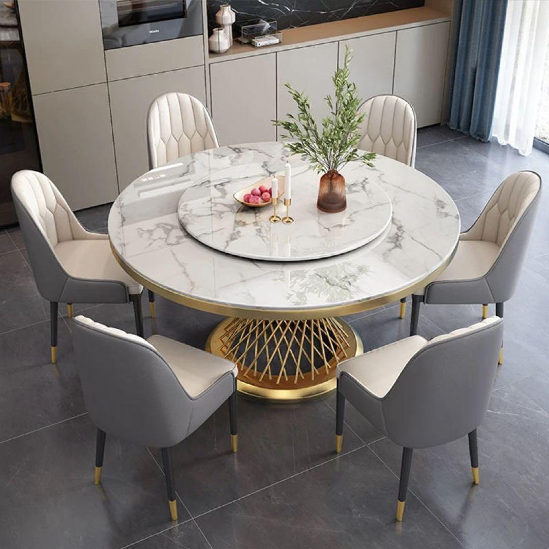 ダイニングセットテーブル120cm＋チェア4脚&ターンテーブル