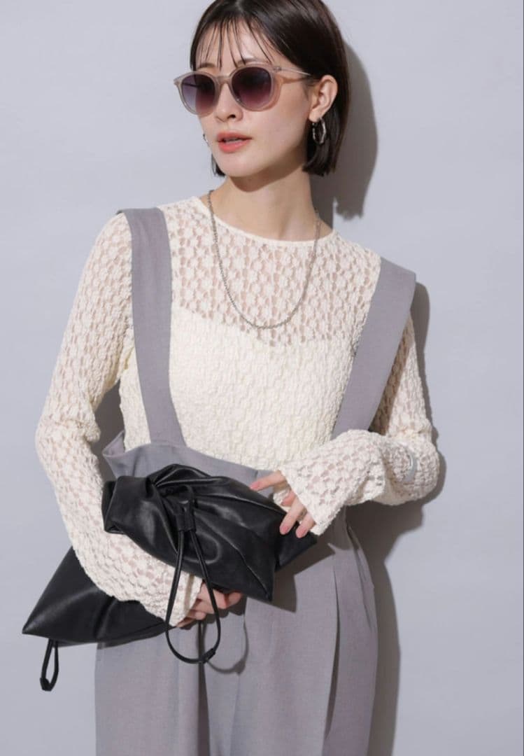 アルページュストーリーオリジナル サイドギャザーサロペット ライトグレー