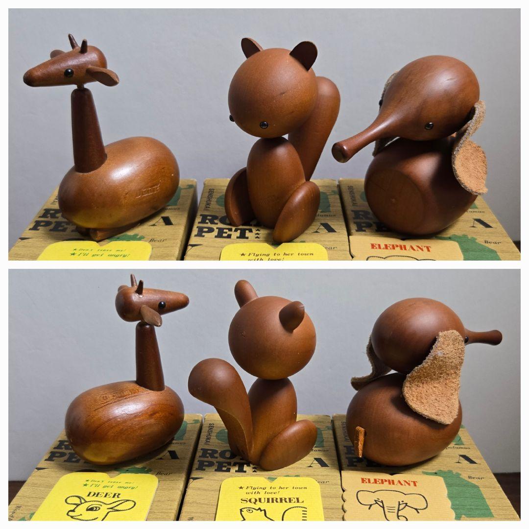 千趣会 ロイヤルペット 14体 箱&カード ヴィンテージ 木製 動物 オブジェ