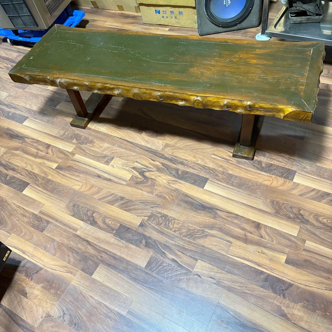 ベンチ　　ローテーブル自作　欅？　古材